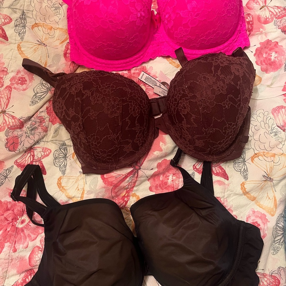 Victoria's Secret Pink, black and Brown Bras
